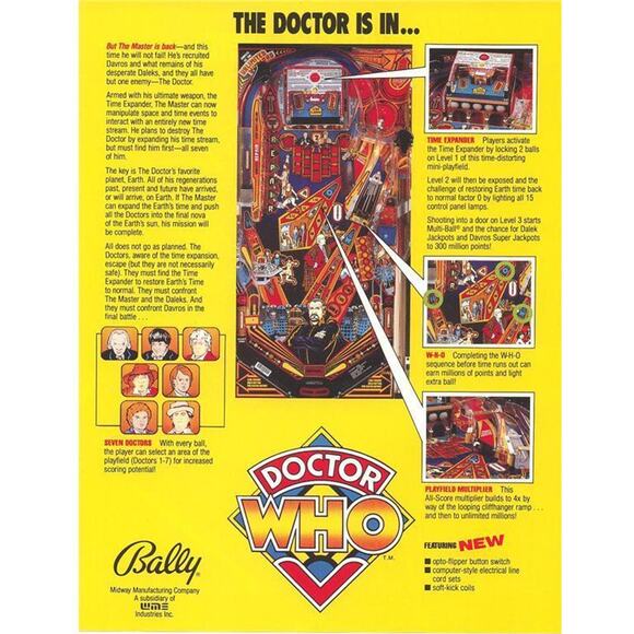 Doctor Who Pinball FLYER Original NOS Artwork Promo Daleks Dr Tardis Sci-Fi 1992 - Picture 2 of 6